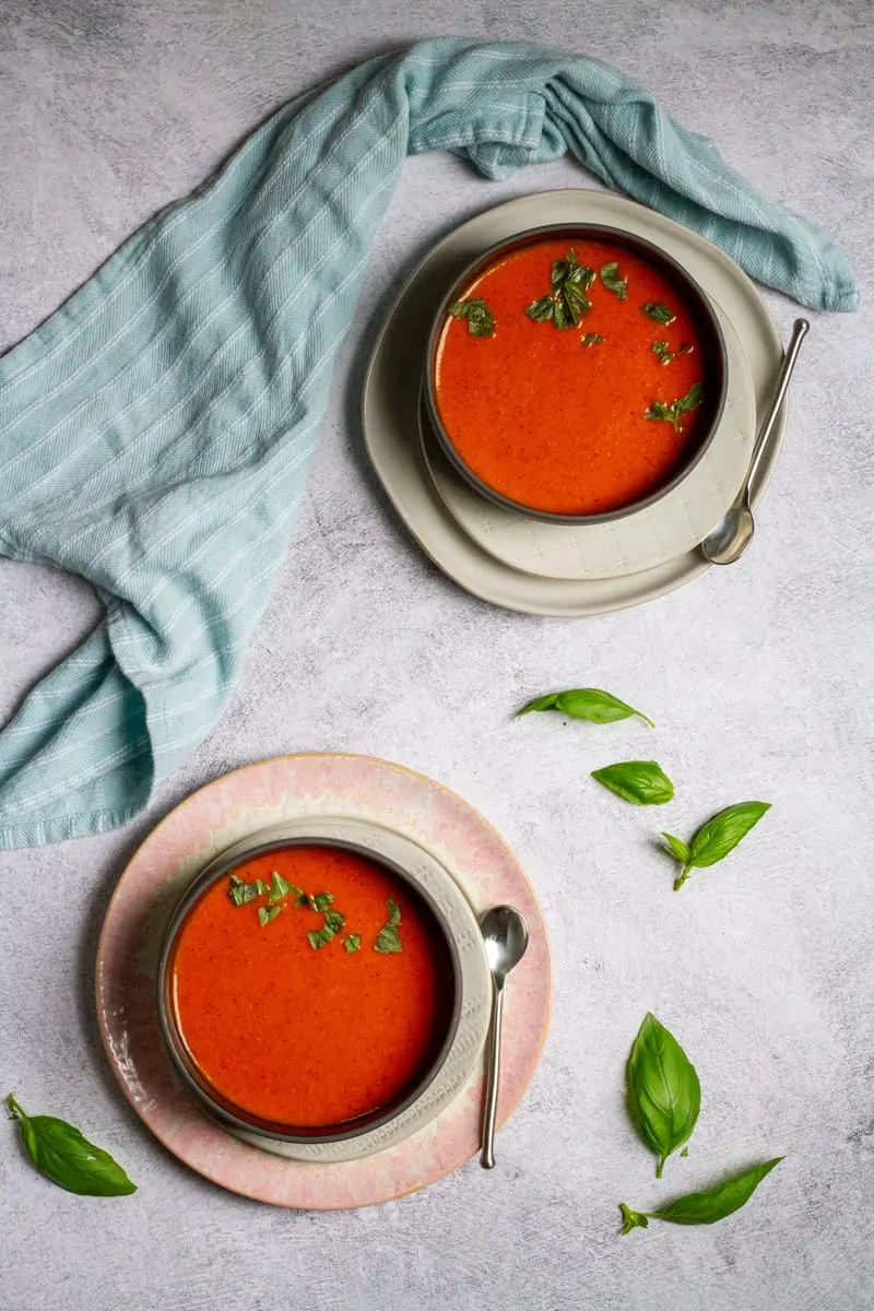 spiced tomato soup in bowls