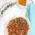 This recipe for delicious French Lentils with Dijon Vinaigrette is easy to make, and makes the perfect side dish!