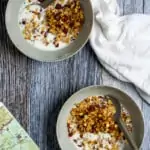 toasted oats cereal in bowls with milk