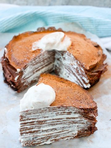 This Bourbon Chocolate Crêpe Cake is a Southern take on the classic French Gâteau Mille Crêpes.  This step-by-step tutorial will walk you through making this easy no-bake cake!