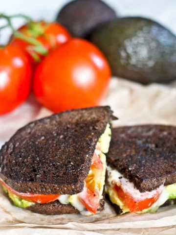 This Stinky French Grilled Cheese with Avocado is for the food adventurer! This tasty grilled cheese uses a washed rind "stinky cheese," avocado, and tomato in dark pumpernickel bread for a flavor explosion!