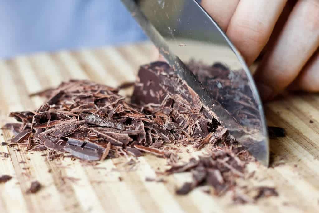 Chopping Chocolate for Salted French Hot Chocolate