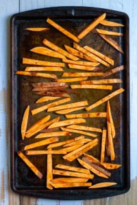 Toss Fries with Oil + Cinnamon