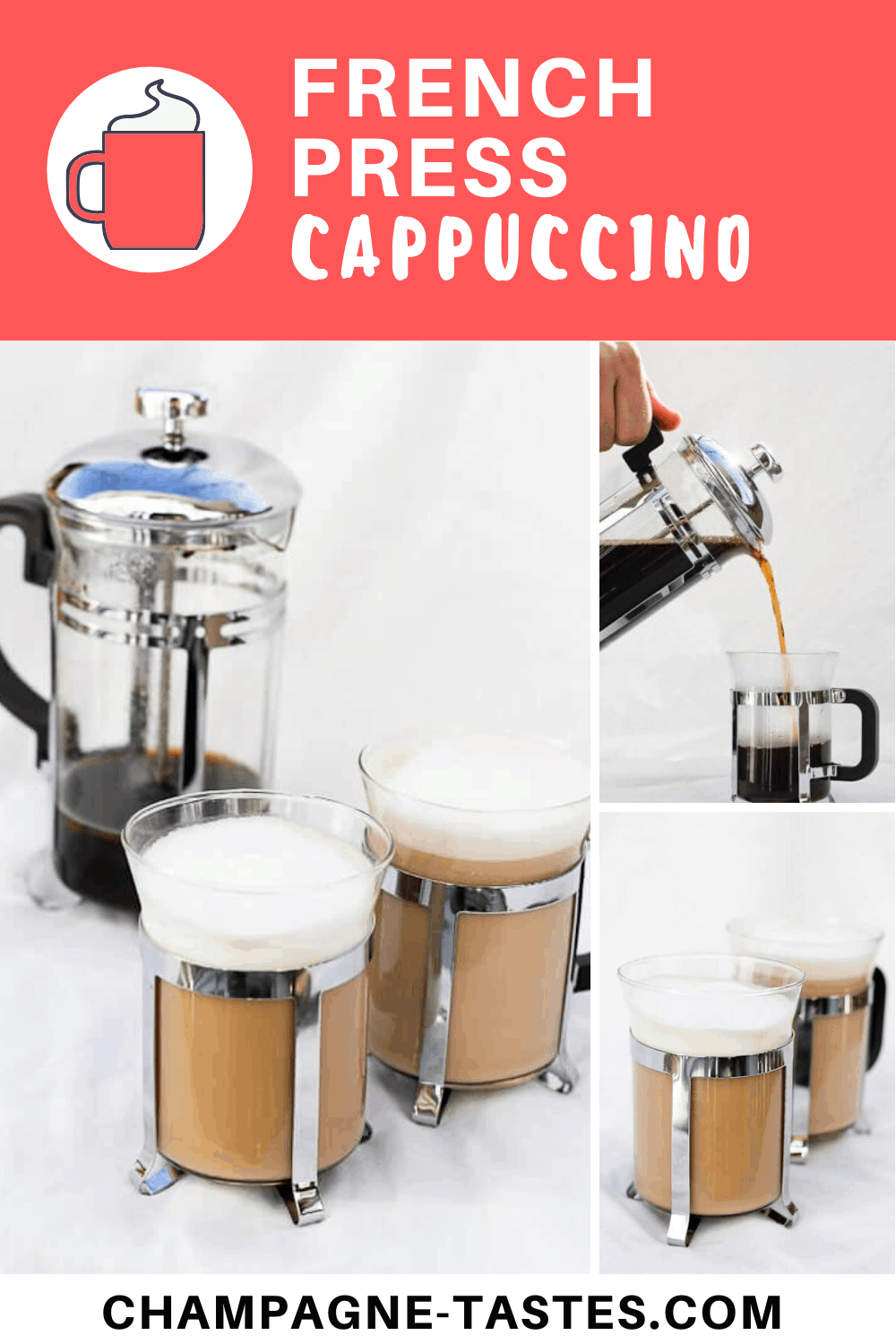 French Press Cappuccino No Espresso Maker! Champagne Tastes®