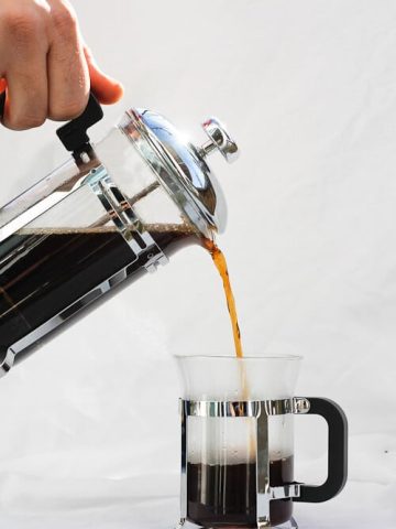 This vegan Vanilla French Press Coffee is flavored with vanilla extract, is ready in minutes, and includes a step-by-step tutorial on How to Make French Press Coffee.