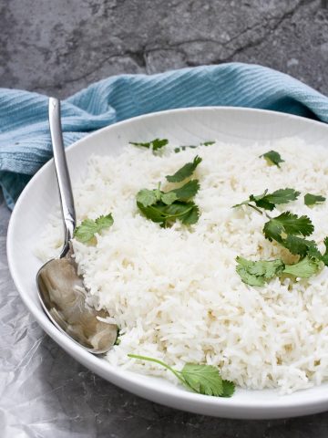Basmati rice in a serving bowl