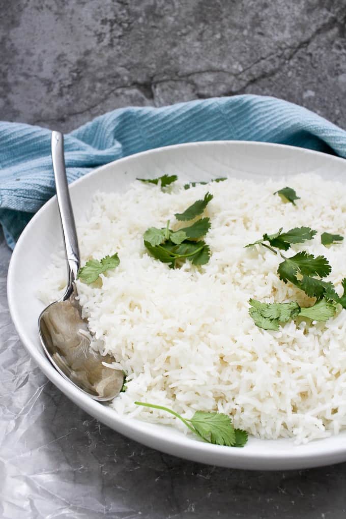 Basmati rice in a serving bowl