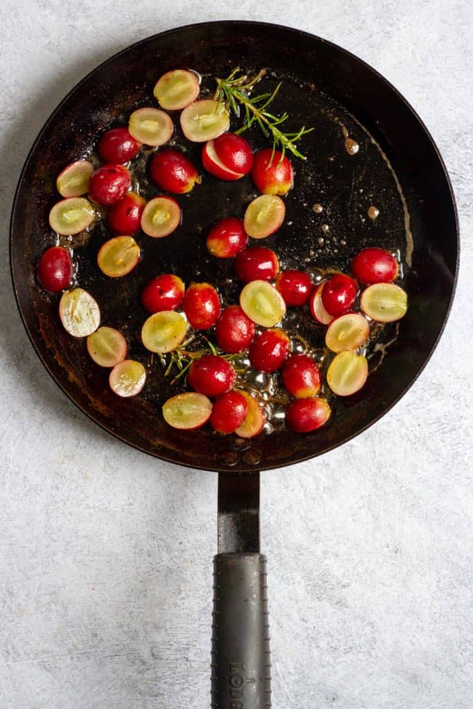 Add Grapes + Rosemary to Pan