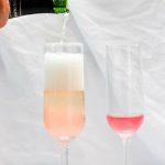 This Rhubarb Champagne is a springtime take on a mimosa, and is made with sparkling wine or champagne and rhubarb simple syrup.
