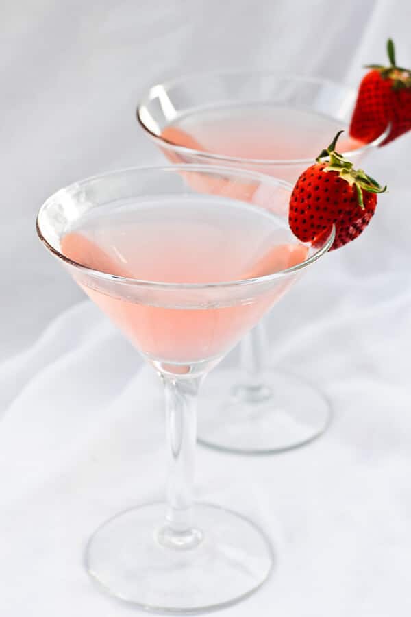 Rhubarb Pink Gin in a Martini Glass
