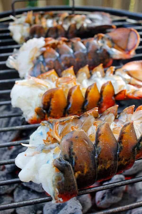 Butterflied Lobster Tails on a Charcoal Grill