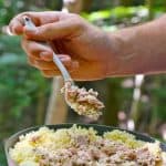 Tuna Couscous Bowl: This backpacking meal is an easy, protein packed, one pot, just add water, hiking lunch or dinner. #backpacking #recipe #camping #seafood #tuna