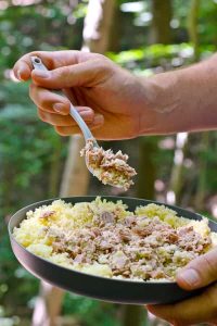 Forget freeze-dried meals! This quick and easy Backpacking Tuna Couscous Bowl is a delicious, flavorful meal for your next backpacking adventure!
