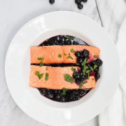 Poached Salmon with Blueberry Sauce Easy Summer Recipe