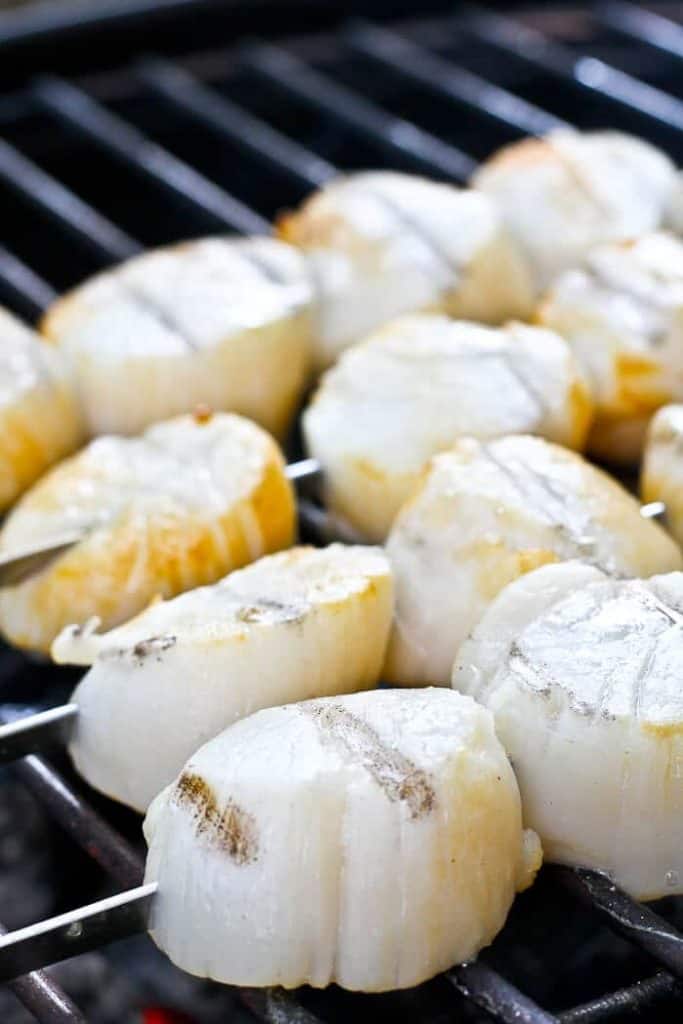 Grilling Scallops on Skewers.