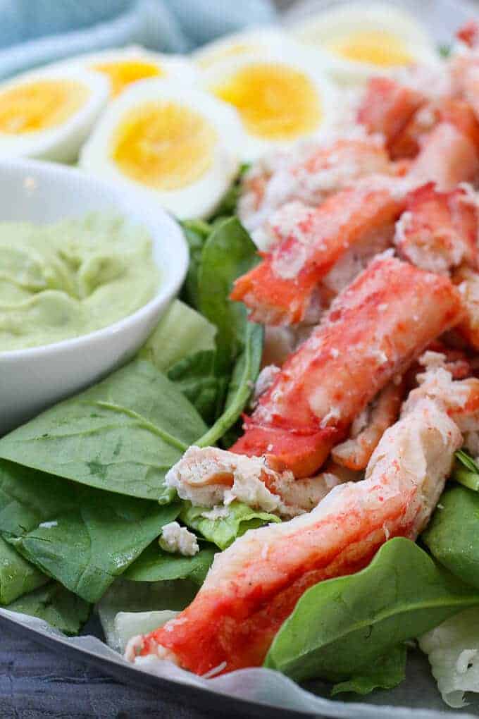 Grilled King Crab Salad with Creamy Avocado