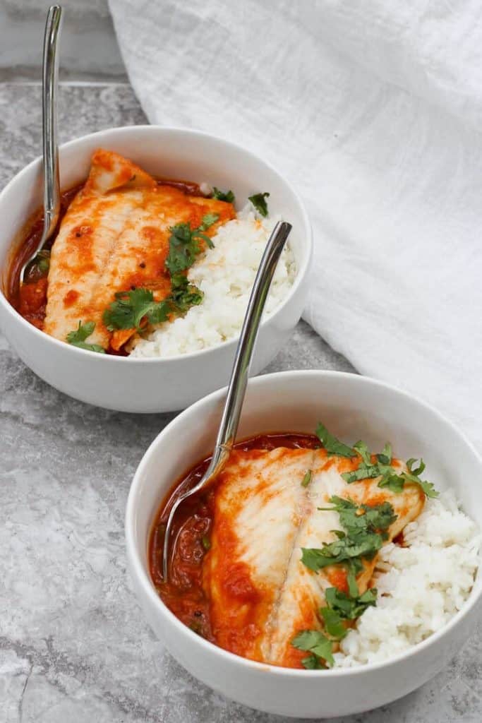 Pumpkin Cod Curry in Bowls with Rice