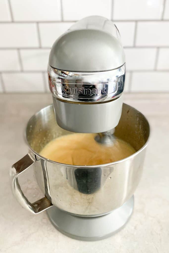 Blend Ingredients In Stand Mixer Basin.