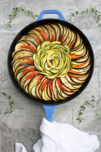 ratatouille tian in a serving dish