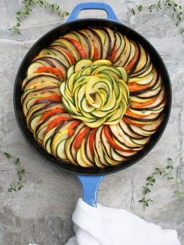 ratatouille tian in a serving dish