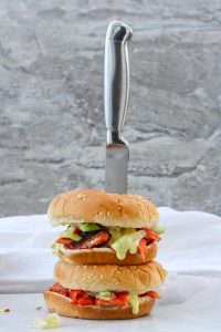 This Slow Roasted Spiced Salmon Sandwich is a fishy take on a pulled pork sandwich, and is ready in about 25 minutes!