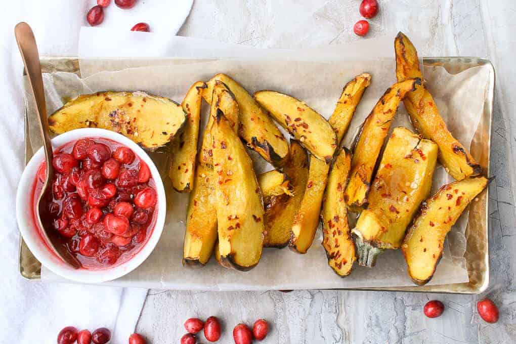Roasted Acorn Squash with Cranberry Sauce