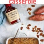 This bourbon sweet potato casserole is made with bourbon, maple syrup, and butter, and is topped with a bourbon pecan crumble. It’s a delicious and boozy fall side dish!