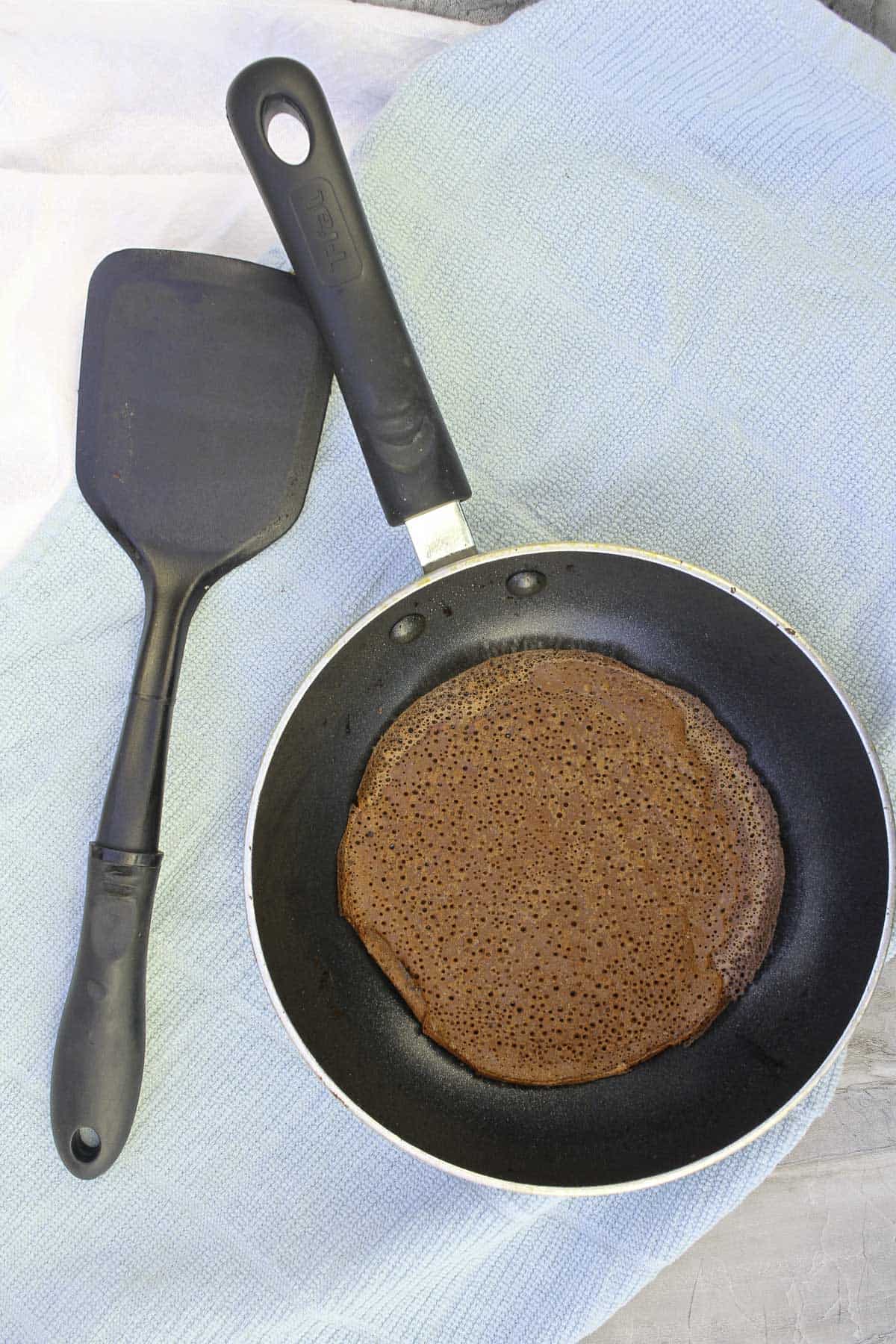 crepe on a pan.