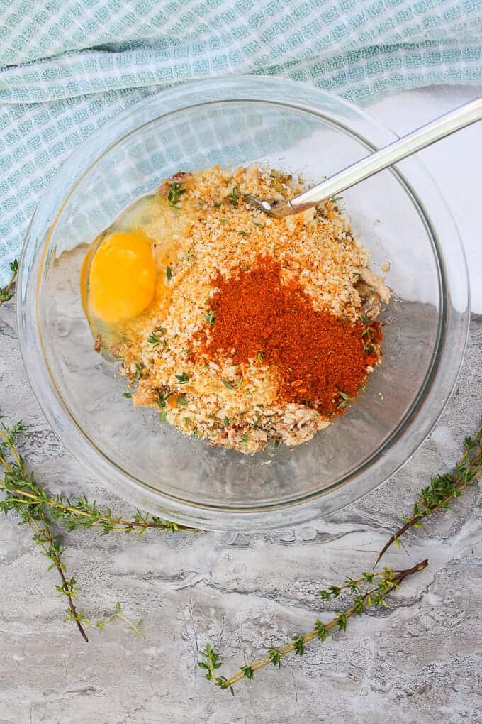 Fish cake Ingredients in a Mixing Bowl