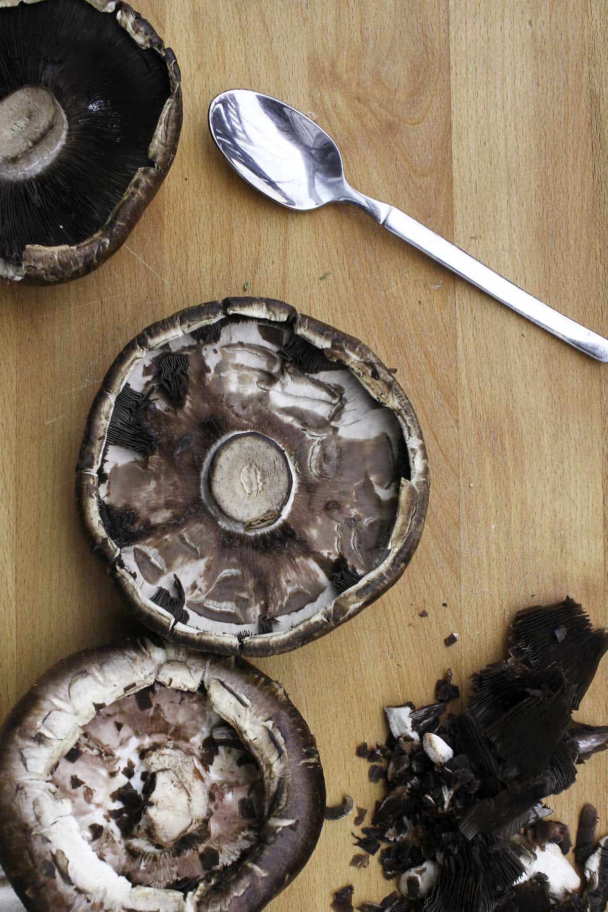 portobello caps with gills scooped out.