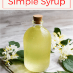 This recipe for Honeysuckle Simple Syrup uses foraged wild honeysuckle in a sweet simple syrup that is perfect for cocktails, iced tea, lemonade, and more!