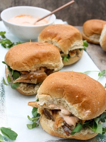 Smoked fish sliders on a serving tray (Kipper recipe)