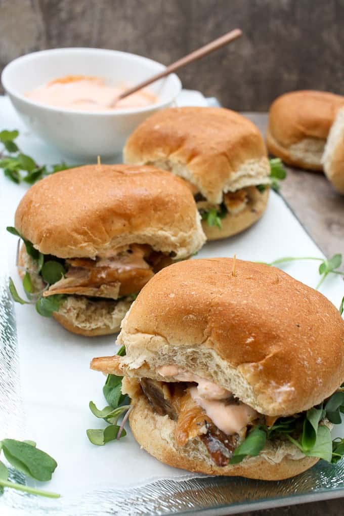 Smoked fish sliders on a serving tray (Kipper recipe)