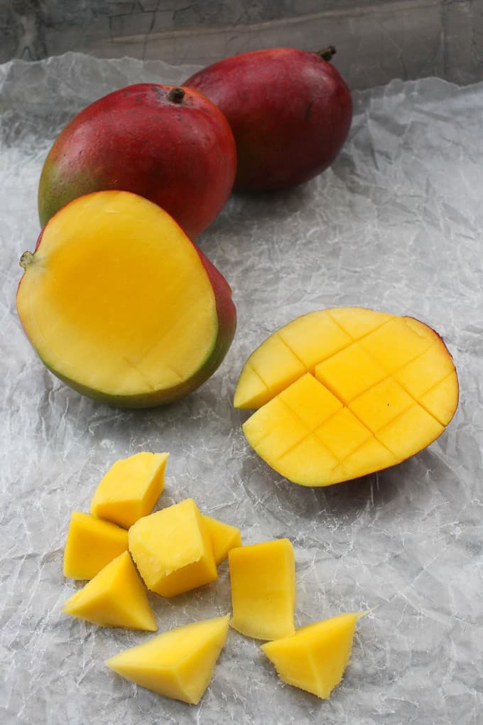 Cutting a mango