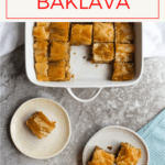 This delicious Vegan Baklava is made with phyllo dough, olive oil, and syrup, and is a sweet twist on the classic Greek and Turkish dessert. 