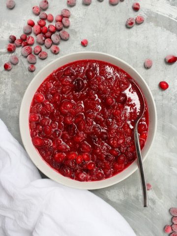 bourbon cranberry sauce in a serving dish