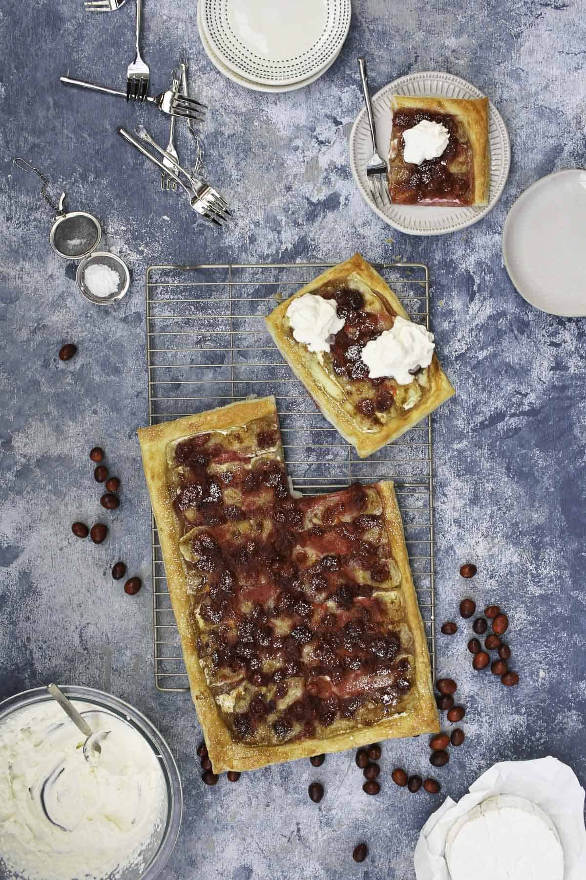 cranberry puff pastry tart.