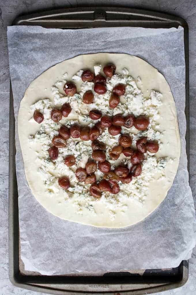 Dough and toppings before baking.