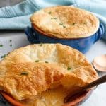 This Seafood Pot Pie is filled with a smoky seafood chowder, and topped with golden, flaky puff pastry.