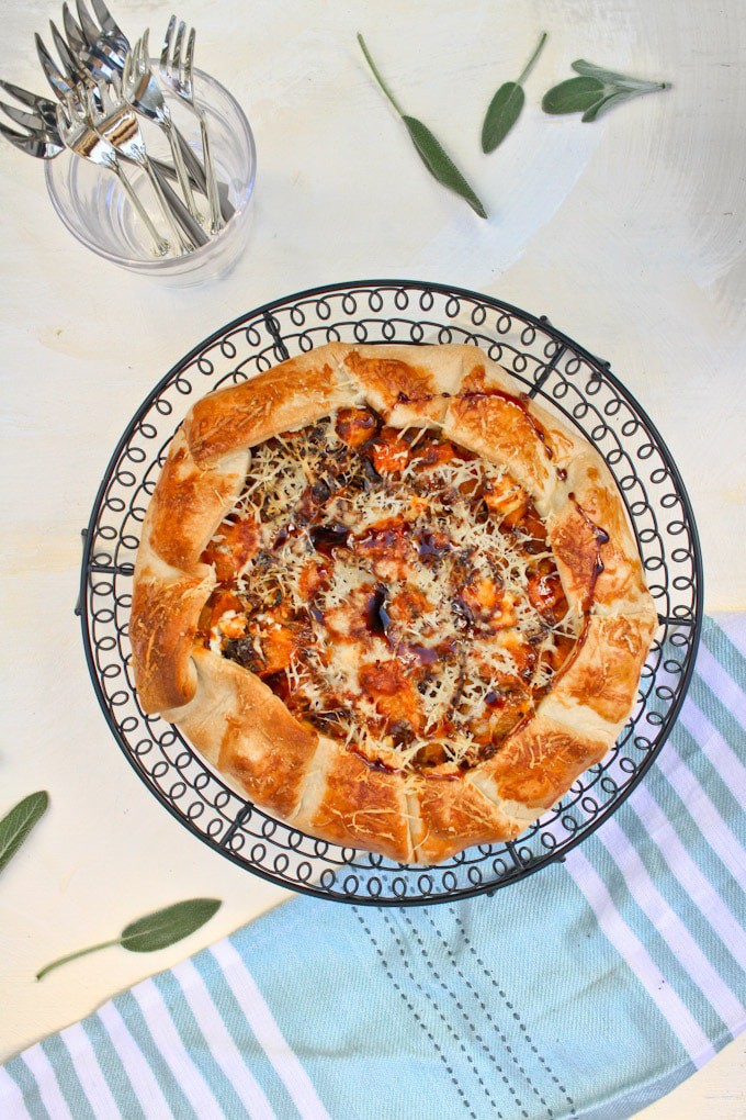 butternut squash galette on a cooling rack