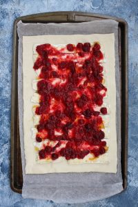 cranberry brie puff pastry before baking