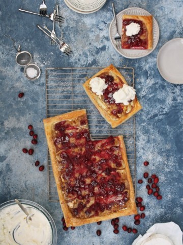 cranberry tart with whipped cream