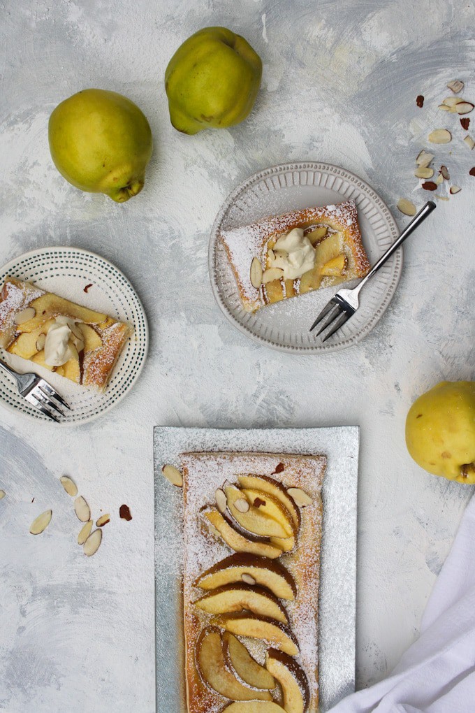 quince recipe- tart cut and served