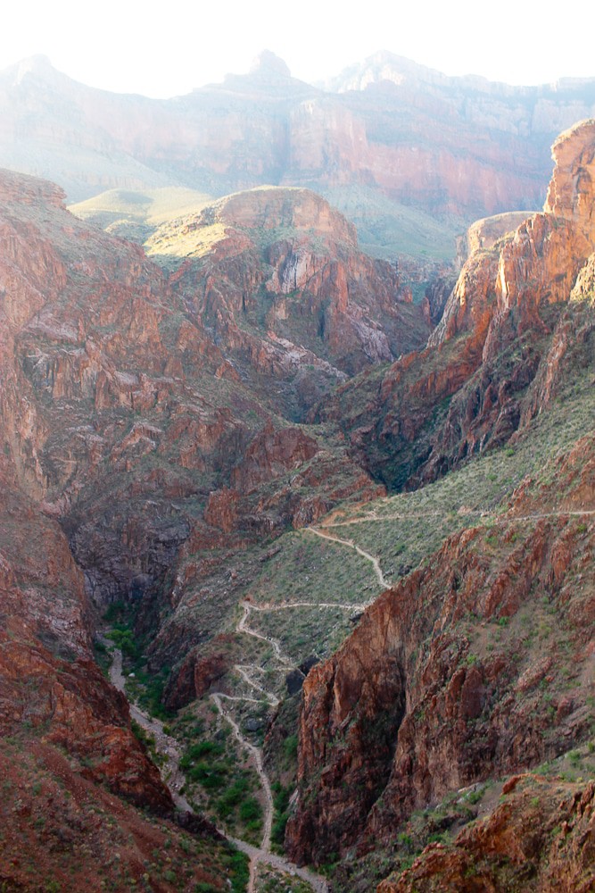 Switchback trail on a hike of the Grand Canyon.
