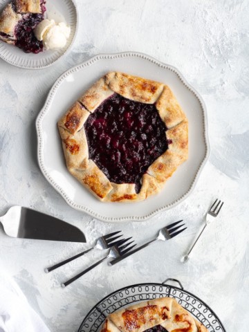 blueberry galette on a dessert table