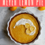 This easy lemon pie is a tart dessert made with whole Meyer lemons! Simply blend the filling ingredients together in a blender, bake, and serve!