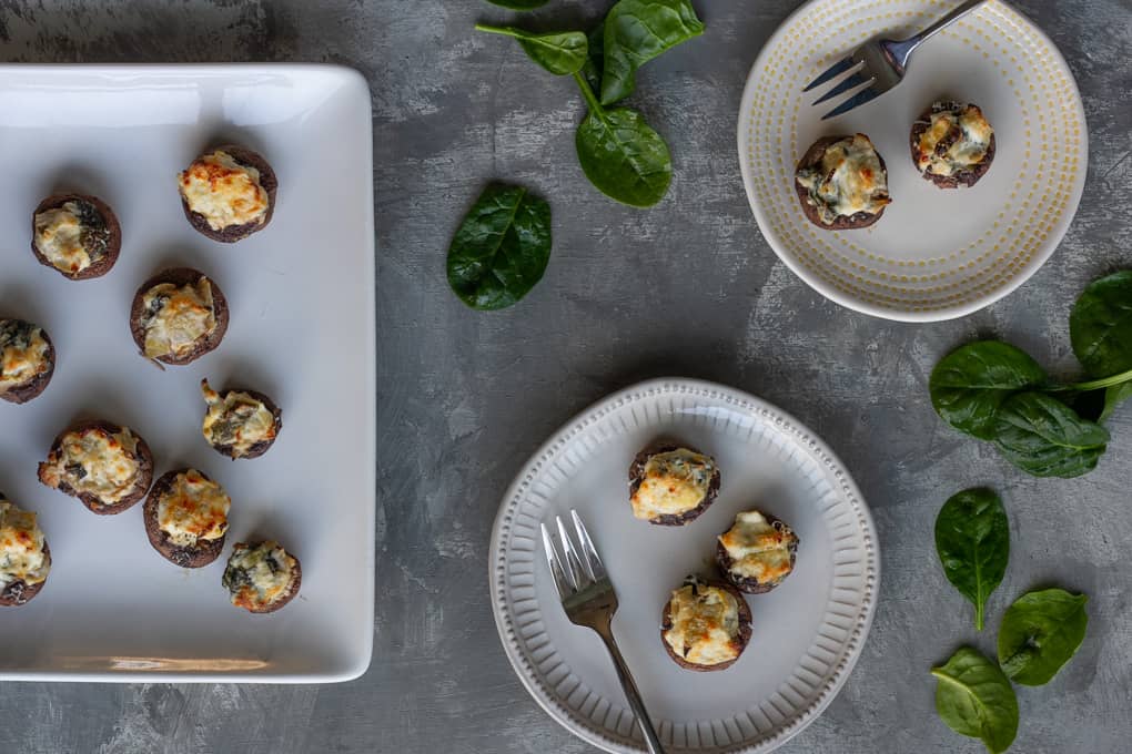 Spinach Stuffed Mushrooms with Artichokes