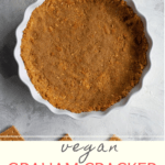This easy ten-minute vegan graham cracker crust is quick, only uses 3 ingredients, and looks and tastes infinitely better than store bought crust!