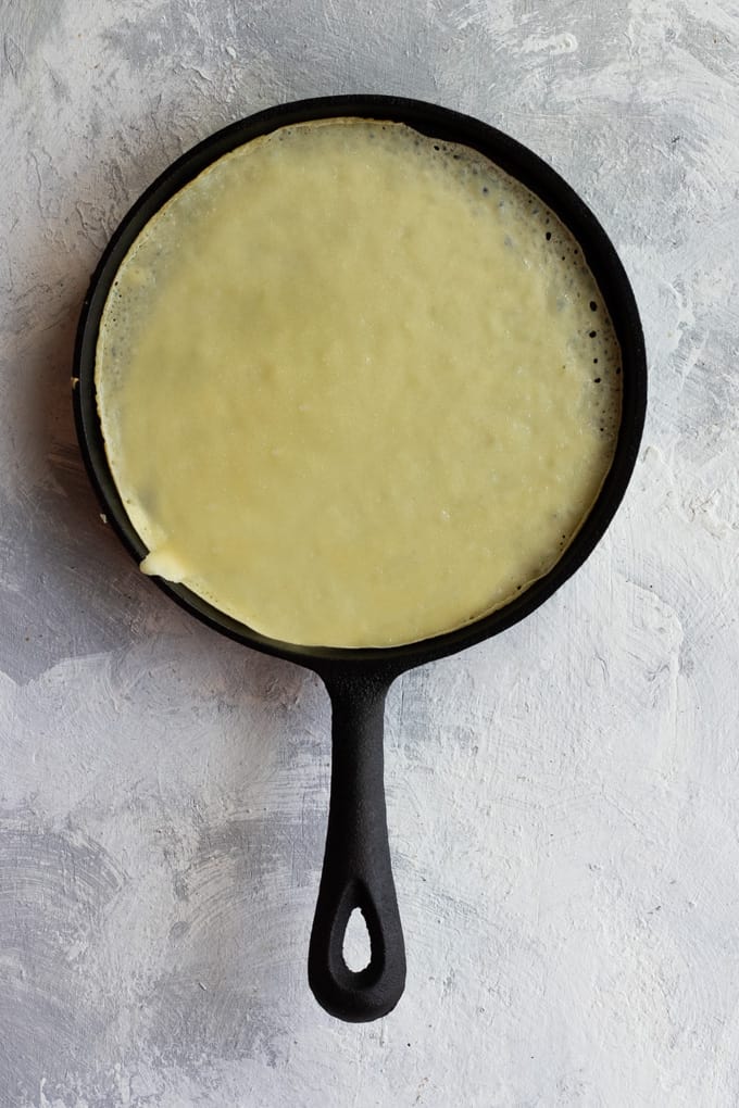 Pour the batter into a hot pan, and swirl until coated