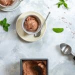 chocolate mint ice cream in serving bowls